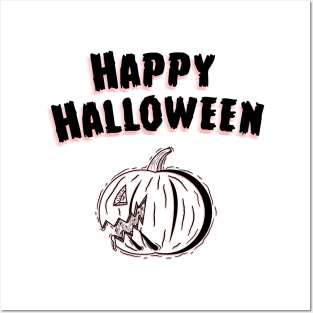 Happy Halloween Ink Pumpkin Posters and Art